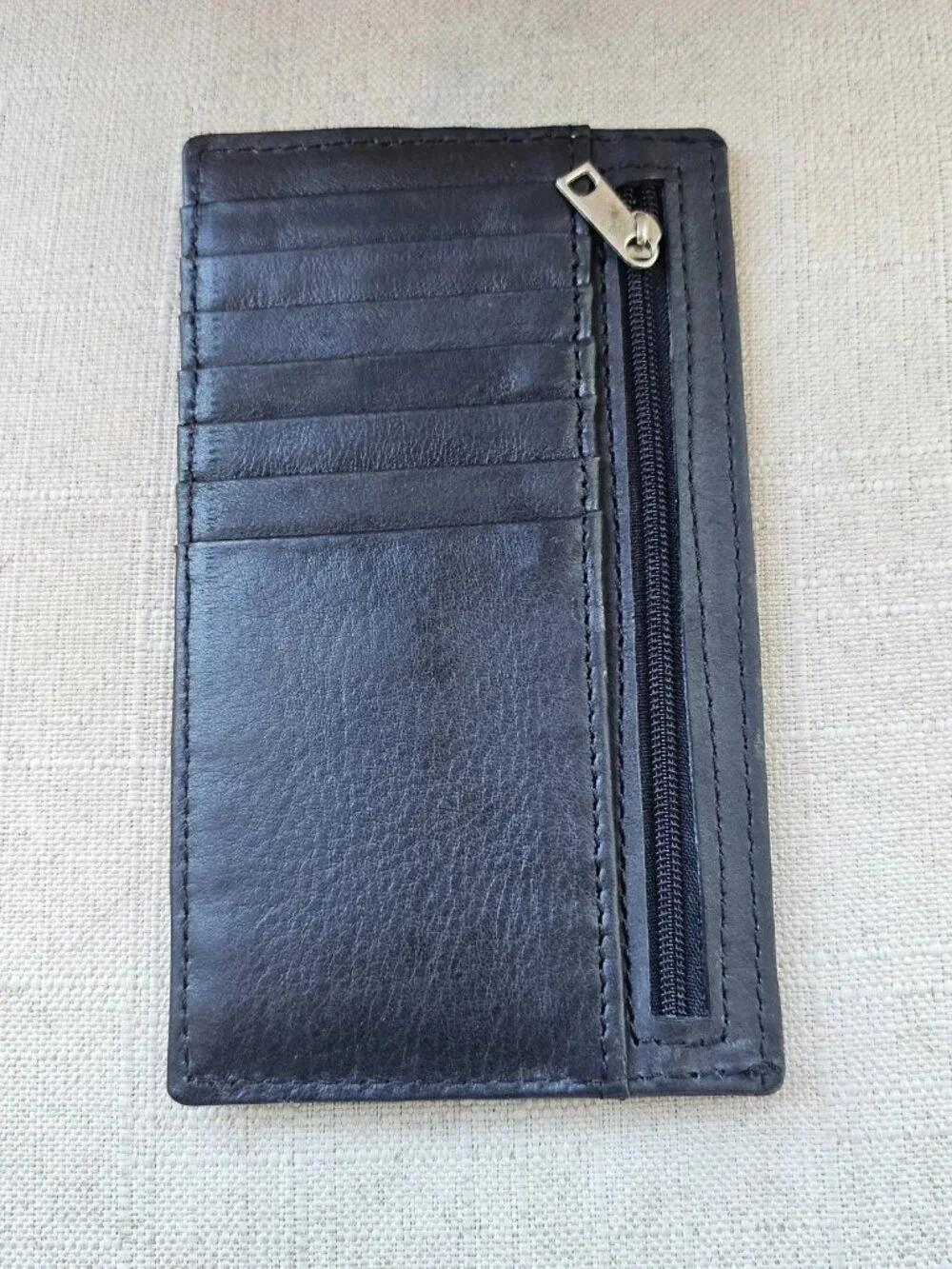 Leather Long Wallet Unisex Card Holder Blak Genuine Leather Handmade Clutch